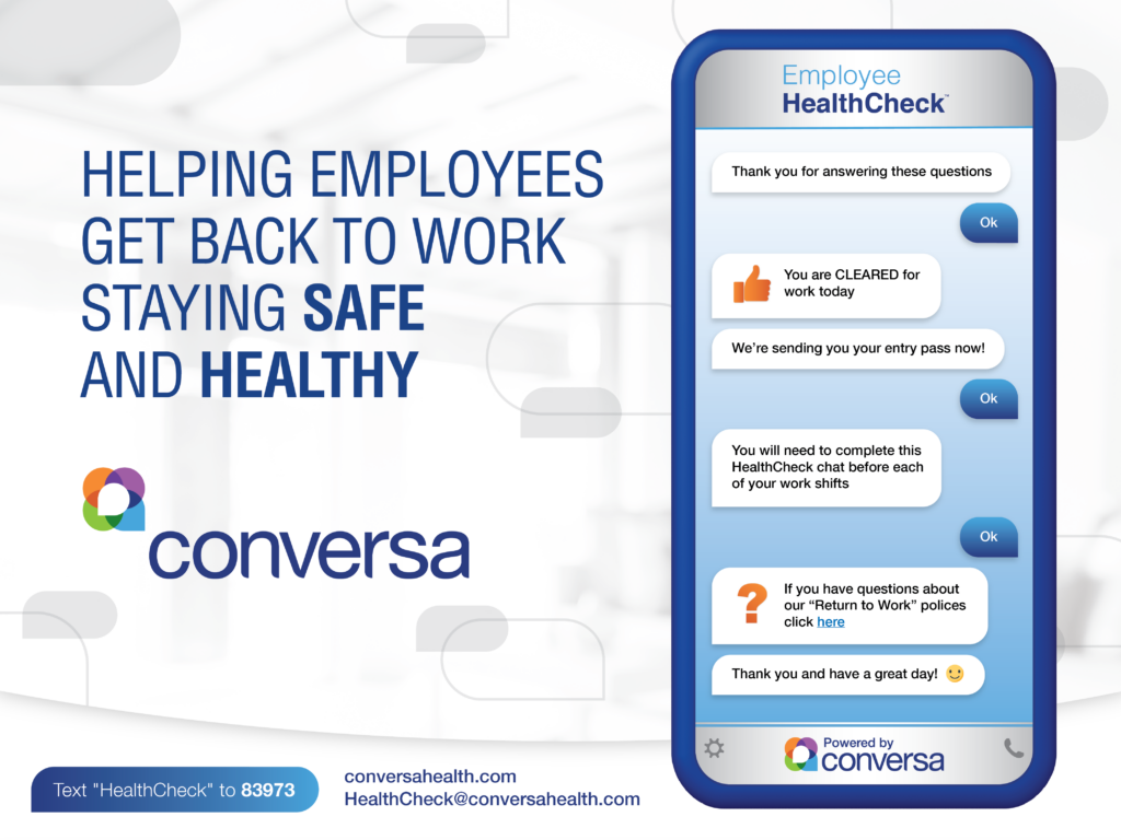 Conversa Health Launches COVID-19 Employee HealthCheck to Help America Get Back to Work Safely